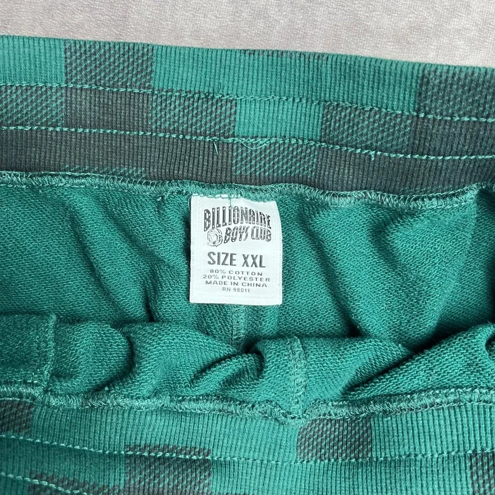Billionaire Boys Club Mens XXL Green Black Pixel Checkered Sweat Shorts BBC